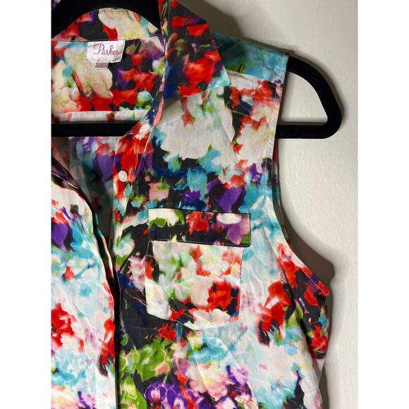 Parker Floral Silk Button Up Blouse - Picture 6 of 16